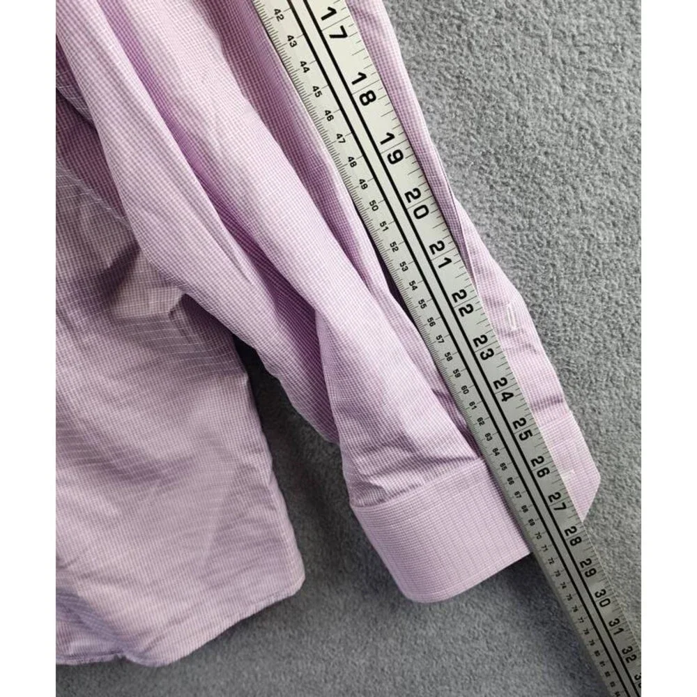 Eton Signature Dobby Contemporary-Fit Dress Shirt Men 17.5 Purple Button Closure